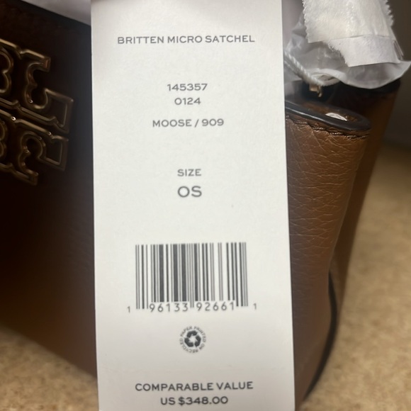 Tory Burch Britten Micro Satchel 145357 Moose - Picture 3 of 12